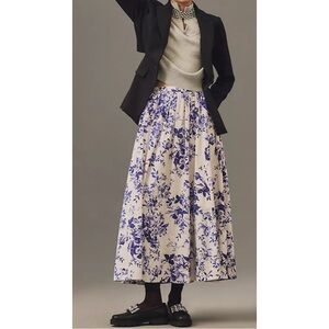ANTHROPOLOGIE ~Poplin Printed Midi Skirt (NWT)